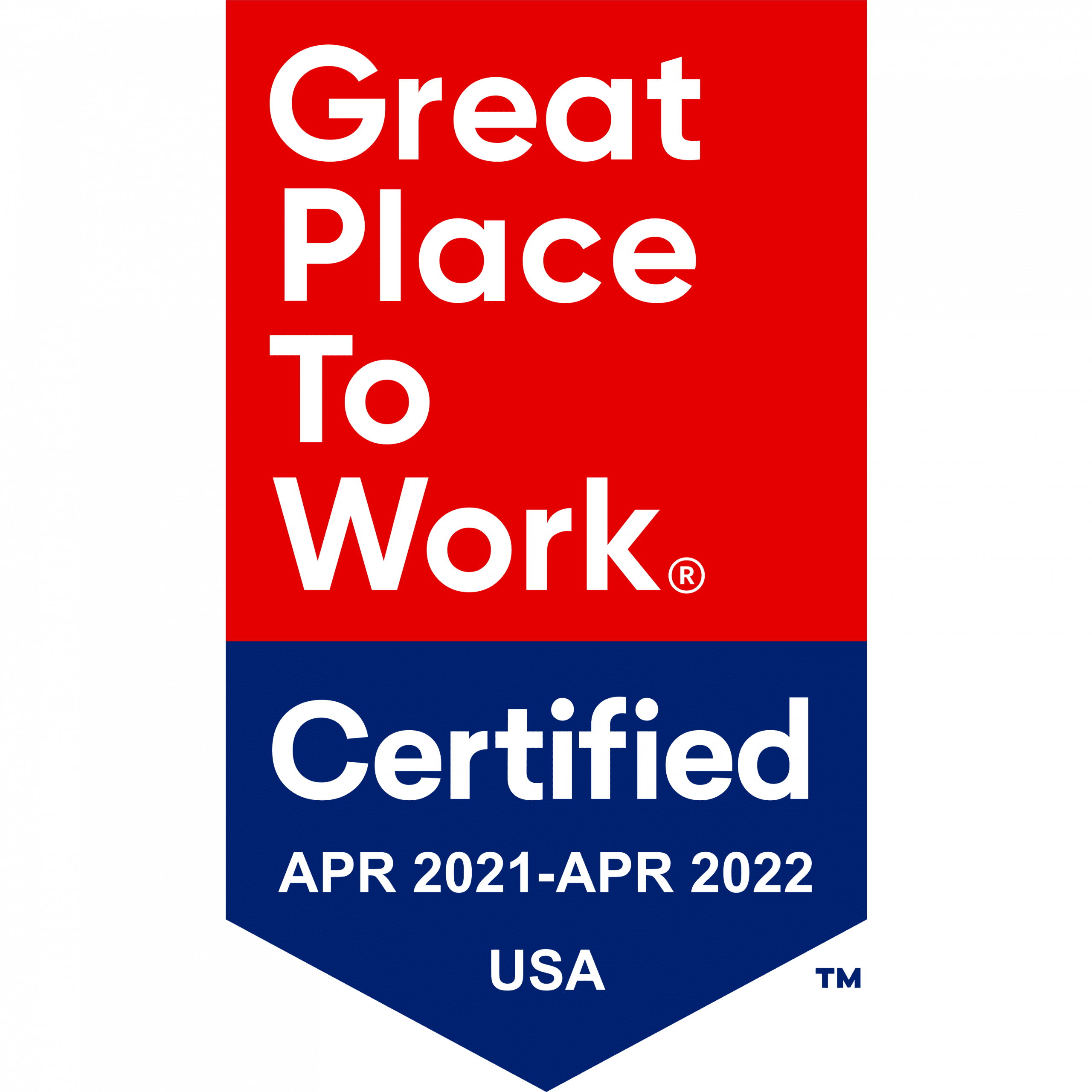 Great Places to Work - Certified APR 2021 - 2022 USA