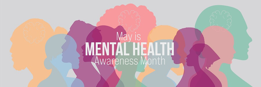 May is Mental Health Awareness month, group of people's silhouettes