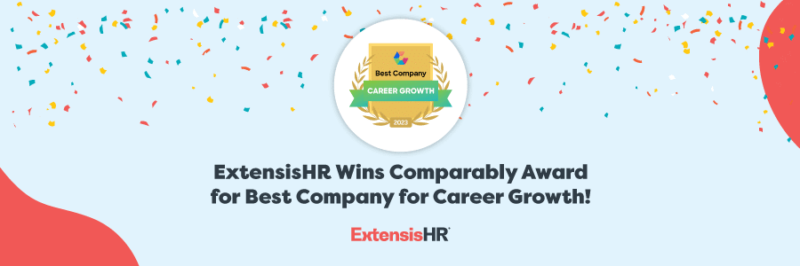 ExtensisHR receives a Comparably award for Best Company for Career Growth in 2023